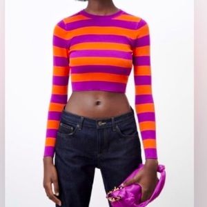Zara Purple/Orange Crop Knit sz L